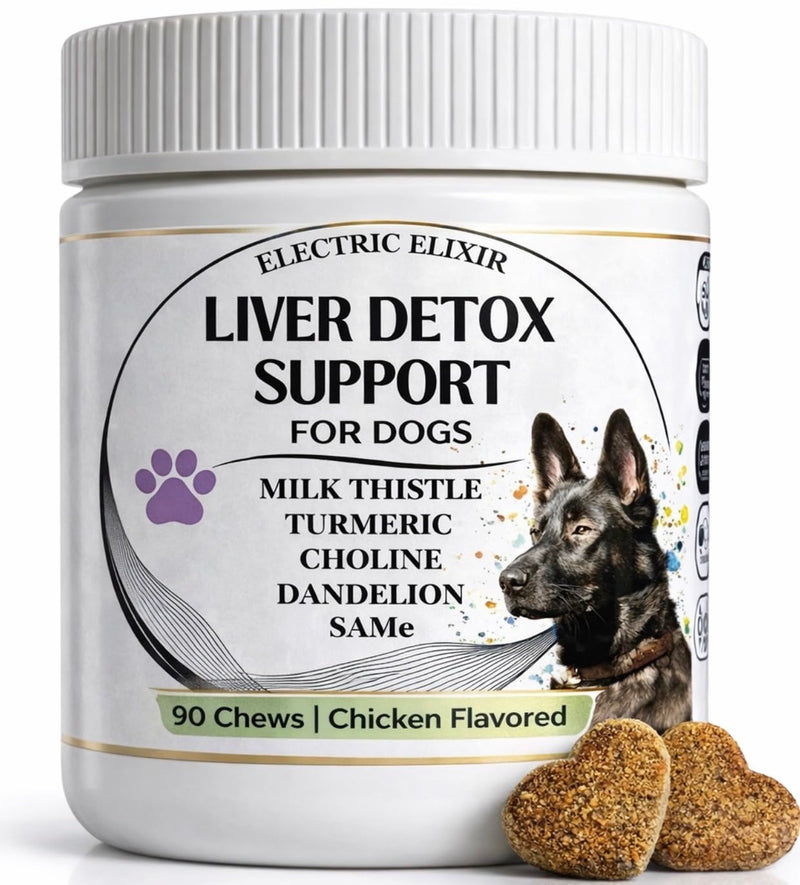Advanced Liver Support & Turkey Tail Mushroom Chews for Dogs – Milk Thistle, Same, Turmeric & Organic Mushroom Blend – Immune, Liver, Kidney, Gut & Joint Health Support – 90 + 90 Chews