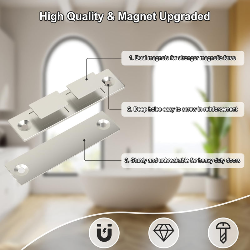 Cabinet Magnet Jiayi Door Catch, 8 Pack Ultra Thin Cabinet Door Magnetic 30 LB Kitchen Drawer Magnets Closures, Door Magnetic Catch Cupboard Double Magnets Latch for Wardrobe Closet Door Closing Sliver
