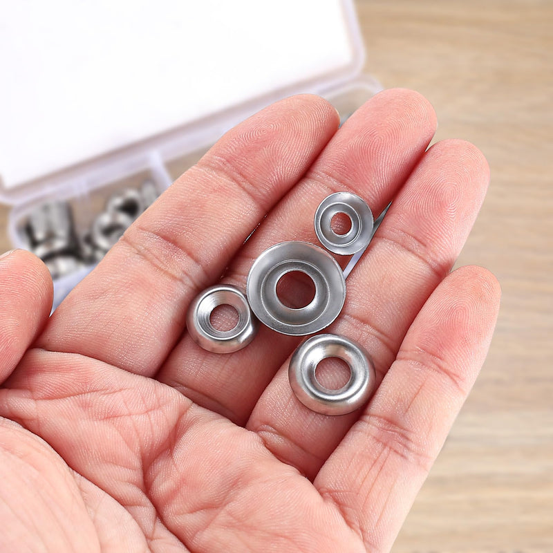 300 Pcs Finish Washers,Finishing Washers, Countersunk Washers, 6#8#10#12 Stainless Steel Cup Countersunk Finish Washers Set, Finishing Cup Countersunk Washer Assortment Kit