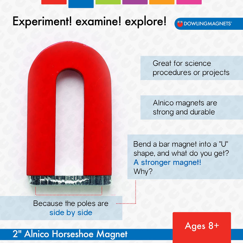 Dowling Magnets DO-731015 Magnets Alnico Horseshoe Magnet (2 inches high) with keeper Red