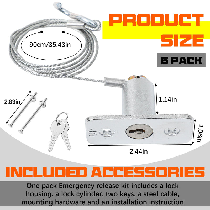 6 Set Emergency Release Lock Kit, Garage Door Opener Quick Release Lock for Universal Garage Door Openers 6