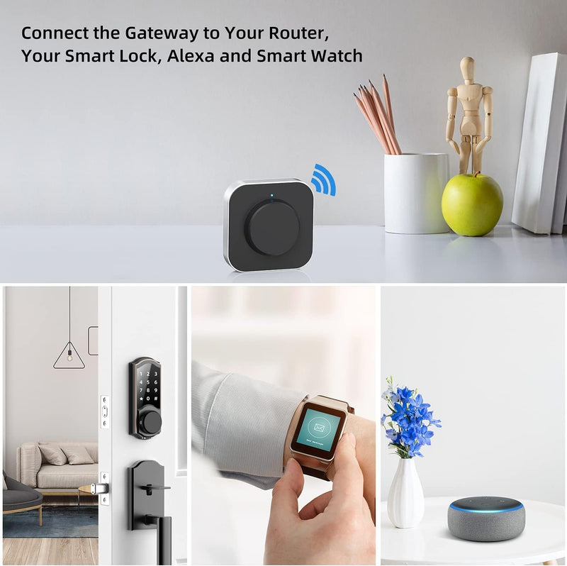 Smart Door Lock Wi-Fi Gateway for Bluetooth Locks, Supports Alexa, Remotely Unlock from Anywhere via App