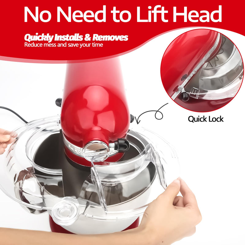 Pouring Shield for KitchenAid Tilt Head 4.5-5 QT (for Stainless Steel Bowls Only), for Kitchen aid Accessories and Attachments, Fully Enclosed Foldable Lid Mixer Bowl Cover, Not For Bowl Lift