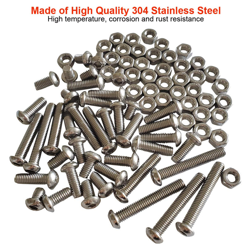 84Pcs M6 x 8mm,12mm,16mm,20mm,30mm,40mm Hex Pan Head Cap Bolts Nuts Screws Assortment Set 304 Stainless Steel Allen Socket Drive Machine Screws with Wrench (84PCS M6 Hex Screws Nuts) 84PCS M6 Hex Screws Nuts