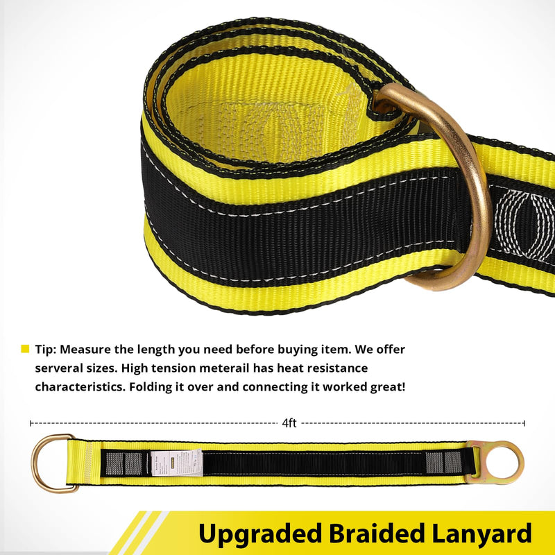 TRSMIMA Safety Strap Fall Protection - 3ft 4ft 6ft Cross Arm Strap Anchor Strap Anchorage Lanyard D Ring for Safety Harness 2pack