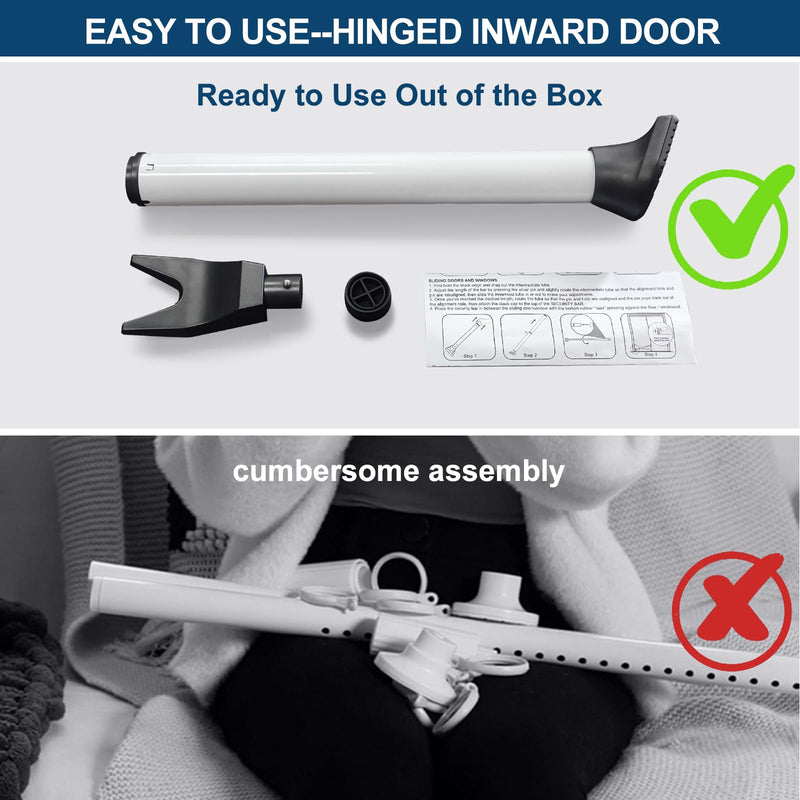 Rerishom Door Security Bar, Door Stoppers Security bar,Heavy Duty Door Lock Security Door Jammer Door Stopper for Apartment, Hotel Room,Screen Door Hardware, Gate Lock Bar, 2 Pack White