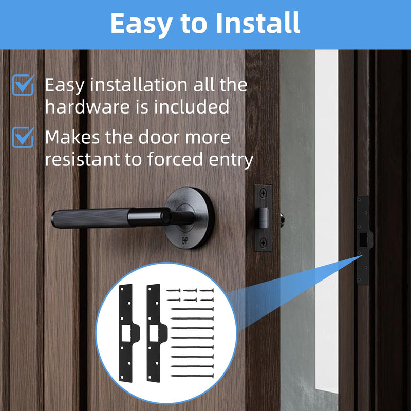 U 9476 Maximum Security Latch Strike Used to Replace Standard Latch Strikes | 2 Pack in Black, Sturdy Good Reinforcement of Door Strike - All The Hardware is Included
