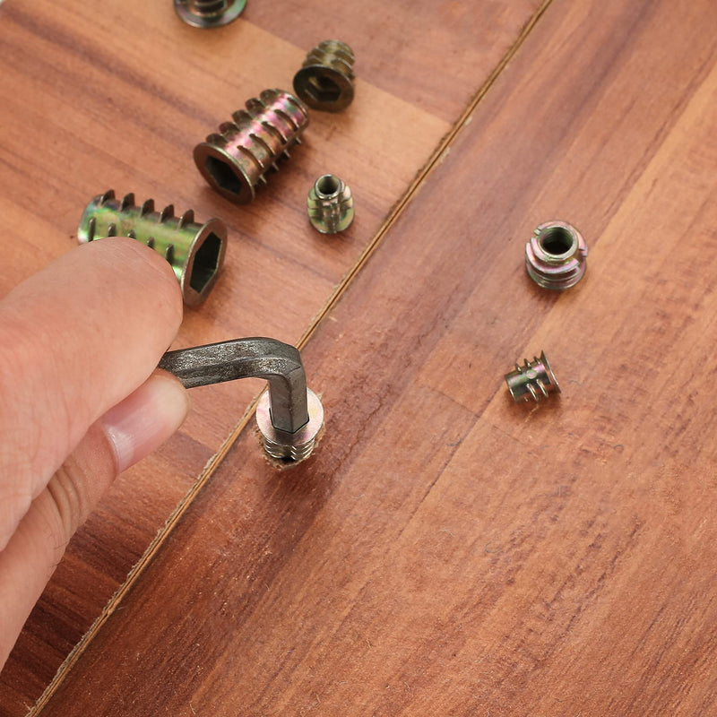 230 Pcs Threaded Inserts Nuts, Threaded Wood Inserts Nuts Assortment Tool Kit, 11 Sizes Metric M4/M5/M6/M8/M10 Hex Socket Drive Furniture Screw in Nuts Wood Inserts Bolts Fastener for Wood
