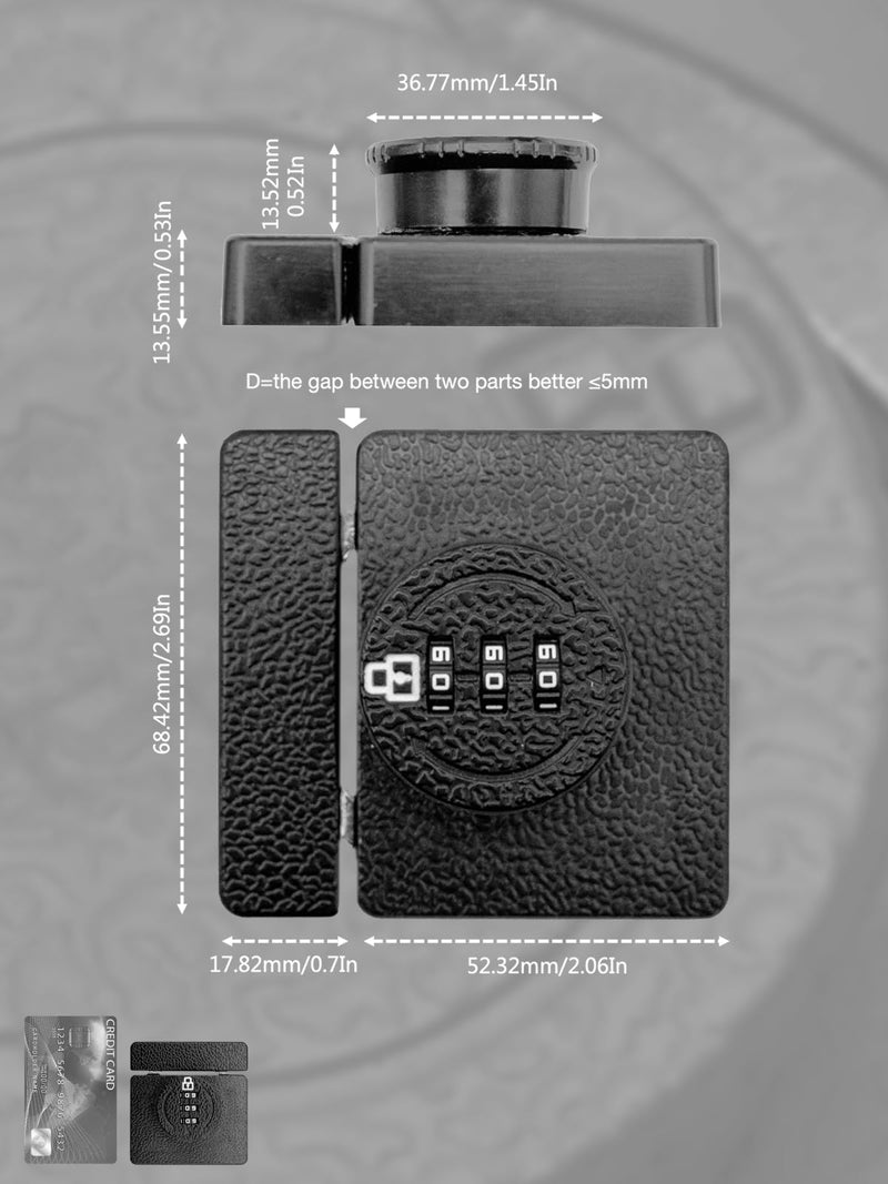 Combination Cabinet Locks, Anti-pry Concealed Child Lock for Drawers, Zinc Alloy Cabinet Locks with Combination for Medicine Cabinet, Closet, File Cabinet, Double Doors Cabinet (Black) Black