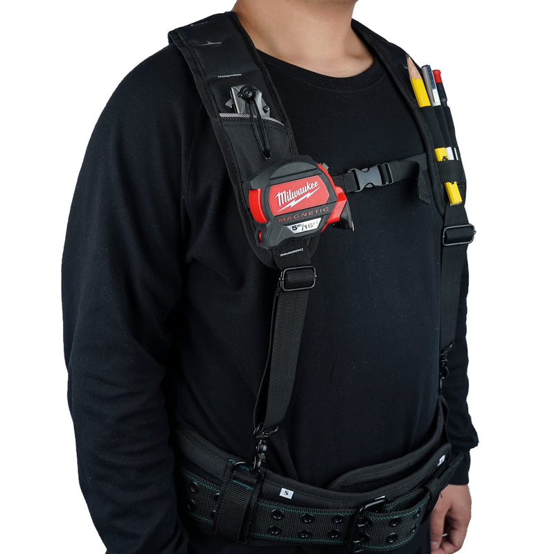 KUNN Tool Belt Suspenders Padded Carpenter Construction Electrician Work Suspender with Attachment Loops for Men,Black SW001-BLK