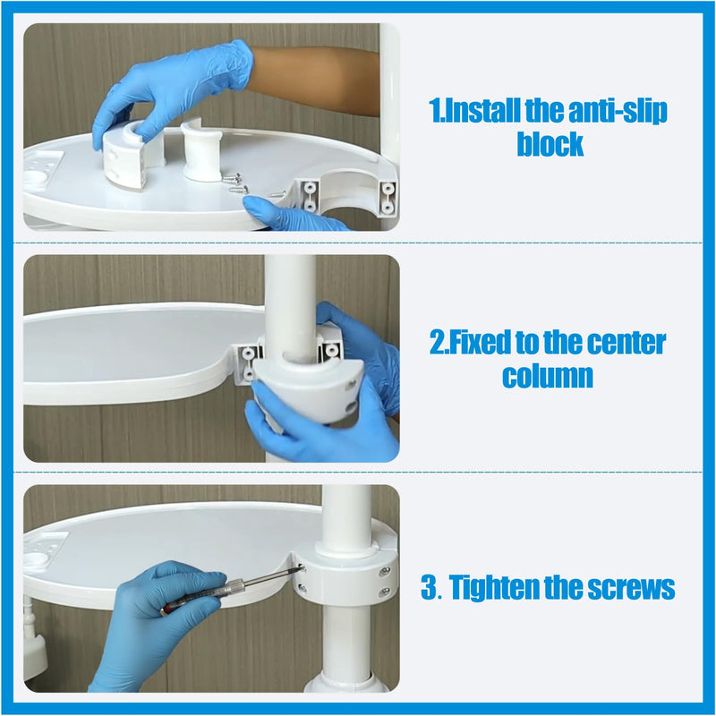 Adjustable Dental Tray Table for Chair, Pole Mount Tool Shelf for Clinic, Salon, Med & Cosmetic Equipment (A) A
