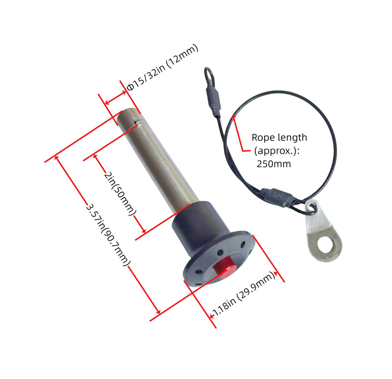 Stainless Steel Tongue Locking pins, axial Locking Pawl Quick-Release pins, Fastening pins for Audio Equipment, and Safety Ropes (Dia:15/32in (12mm)-1PC, Clamping Length：2in(50mm)) Dia:15/32in (12mm)-1PC Clamping length：2in(50mm)