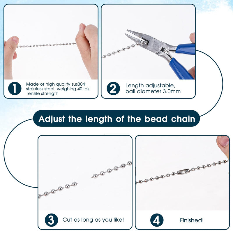 2 Pcs 12-inch Ceiling Fan Pull Chain Lighting Beaded Ball Chains Wooden Decorative Pendant Extension Chains Fan Cord Extender(White) White