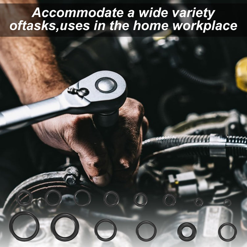 O Ring Assortment Kit, 360 Pcs Rubber Washer Orings, 24 Sizes Pressure Washer O Ring Kit for Faucet, Hose, Automotive, Air Gas Plumbing Sealing Repair O Rings, Black A-360 PCS