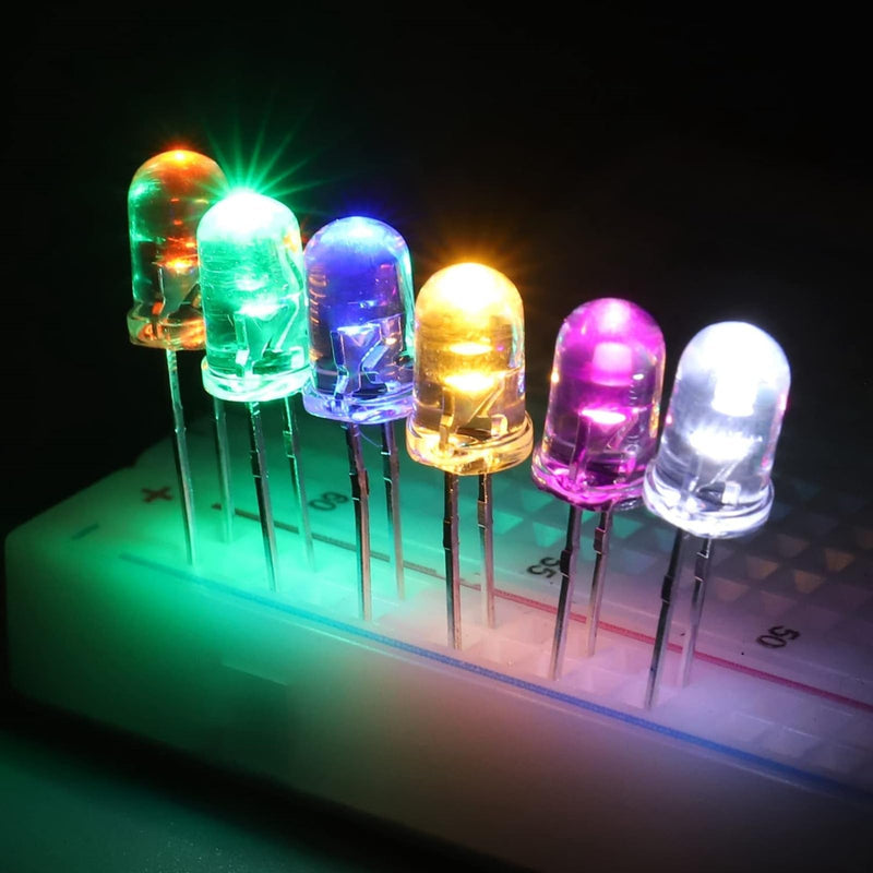 EBOOT 1000 Pieces Clear LED Light Emitting Diodes Bulb Lamp, 5 mm, 10 Colors x 100pcs
