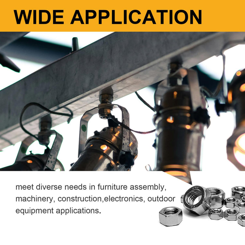 150 PCS SAE Hex Nuts Assortment Kit - 6-32 8-32 10-24 1/4-20 5/16-18 3/8-16 1/2-13 Sizes, 304 Stainless Steel - Heavy-Duty Construction Fasteners for DIY Projects and Professional Use Sae Mix 150pcs