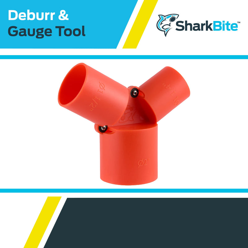 SharkBite 1-1/4 to 2 Inch Depth Gauge and Pipe Deburring Tool, Copper, PEX, CPVC, PE-RT, HDPE, UXLG03 1-1/4 in. - 2 in.