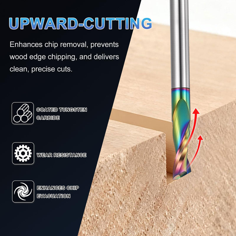 PATIKIL 10mm Shank Upcut Spiral Router Bit, 10mm Cutting Diameter, 30mm Cutting Depth, Single Flute Tungsten Carbide End Mills Cutter for Woodwork Cut, Carving 10mm Shank x 10mm D x 30mm CL