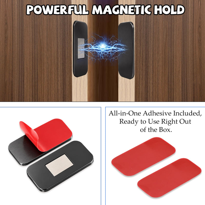 24 Pack Ultra Thin Cabinet Magnets for Closure Magnetic Cabinet Locks Adhesive Door Catch Drawer Magnets Stainless Steel Drawer Latches Easy to Install for Kitchen Bedroom Closets 1.6" x 0.8"(Black) Black