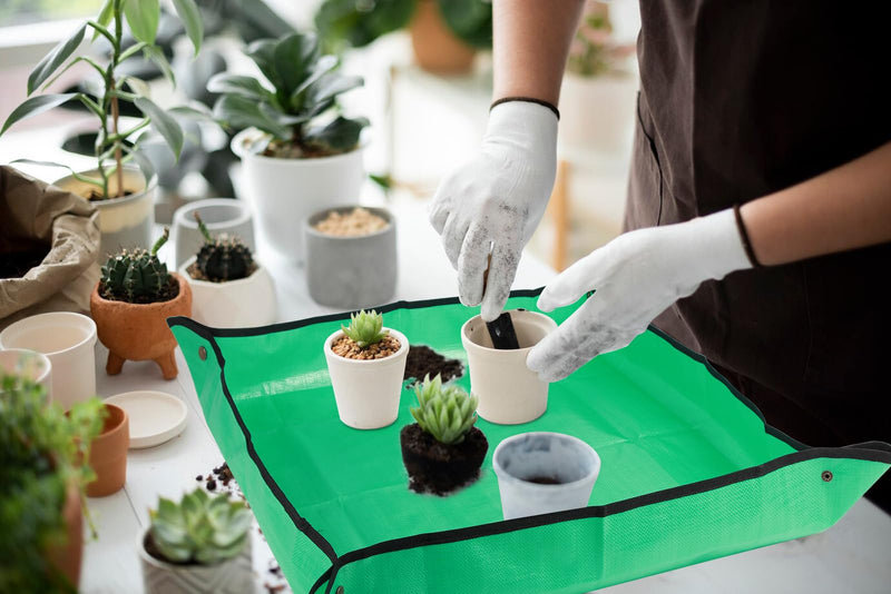 30" X 30" Large Plant Repotting Mat for Indoor Plants Potting Soil, Foldable Waterproof Plant Repotting/Potting Tray, Potting Mat for House Plants Succulents Gardening Tools Gifts for Gardener Medium 30 x 30"