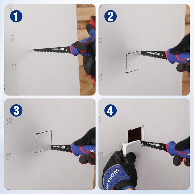 WORKPRO Drywall Saw & 6-inch Jab Saw, Keyhole Saw with Ergonomic Handle,Triple Ground Teeth, Faster Cutting Drywall Cutter, Sheetrock Saw, Wallboard Saw with 8-TPI Bi-metal Blade Blue - NewNest Australia