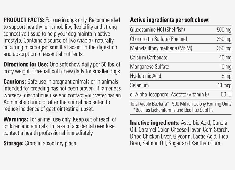 Joint Health Soft Chews, 60 Chews, Glucosamine and Vitamin E Supplements for Dogs - PawsPlanet Australia