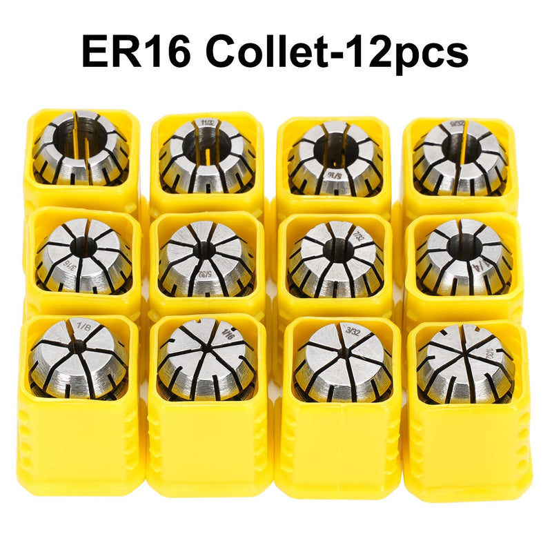 12pcs ER16 Spring Collet Set for CNC Engraving Machine and Milling Lathe Tool Workholding Engraving Collets