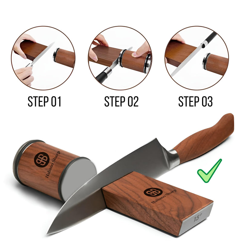 Rolling Knife Sharpener Kit - Diamond Sharpening Tool for Steel of Any Hardness, Knife Sharpener Stone with 15 & 20 Degree Magnetic Angle Support for Kitchen Knives, Easy to Use(Brown)