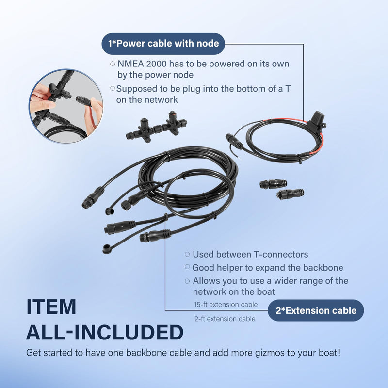 124-69 NMEA Network Starter Kit NMEA 2000 Replacement Part for Lowrance N2K- EXP-RD-2 Network Starter Kit Waterproof Plugandplay Boat Accessories (7pcs)