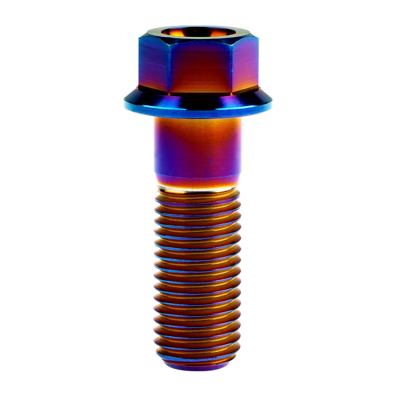 Titanium Bolt M12 30 35 40 45 50 55 60 65 70 75 80 85 90mm Hex Small Flange Head for Motorcycle Car Modification Pack of 4 (M12x35mm Pitch 1.25, Burnt Blue) M12x35mm Pitch 1.25
