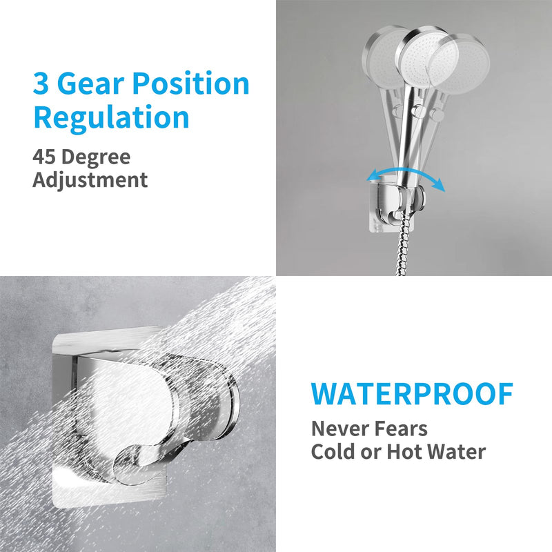 KAIYING Self Adhesive Handheld Shower Head Holder Wall Mount, Adjustable Angle Rv Shower Head Holder, Bathroom Shower Wand Holder, Universal Shower Bracket, ABS, Chrome 1.0