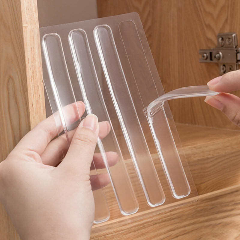 Cabinet Door Bumper, Glass Table Top Anti Slip Pads, Self Adhesive Bumpers Stripes Anti Collision Transparent Cabinet Door Bumper for Door Handles Refrigerator Doors