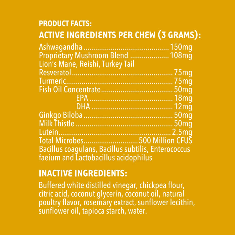 iHeartDogs Senior Super 7 Daily Dog Multivitamin - 7-in-1 Vitamin for Dogs Supports Anti-Aging with Antioxidants, Probiotics, Lion's Mane, Turkey Tail, & Ashwagandha for Longevity & Cognitive Boost - PawsPlanet Australia