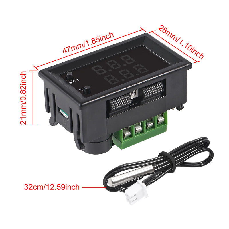 4pcs DC 12V Electronic Temperature Controller Programmable -50 to 110 ℃ Heating/Cooling Thermostat Control Switch Module NTC Waterproof Sensor Probe Dual Color LED Display Monitor