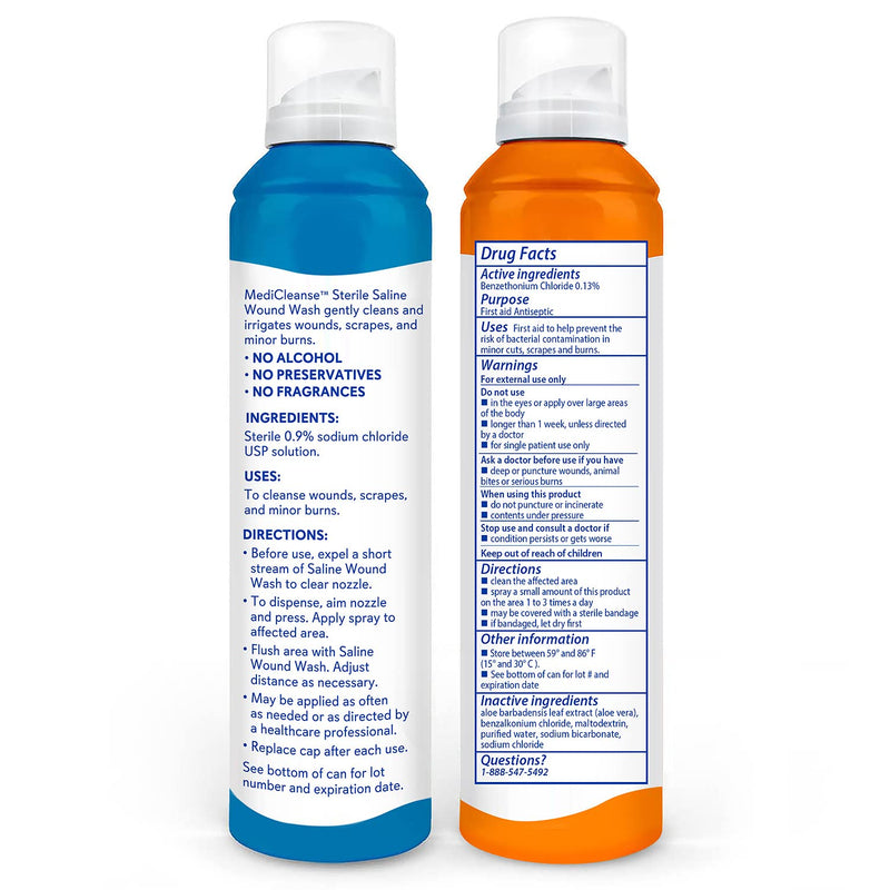 First Aid Sterile Saline Wound Wash and Antiseptic Wound Care Kit, 7.4 Ounce, Pack of 2 - Made in USA Saline Wound Wash & Antiseptic Wound Care Kit