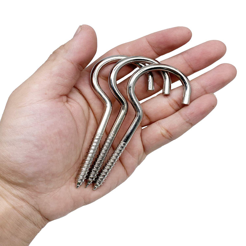 4 Inch Heavy Duty Large Screw Hook Ceiling Hook Cup Hook Silver 10 Pcs 4 Inch