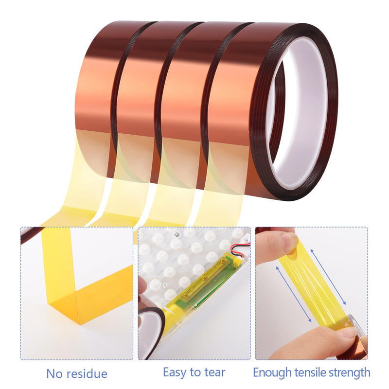 4 Rolls 20mm×25m (82Ft) Sublimation Tape Heat Tape Transfer Tape High Temperature Heat Resistant Tape, Heat Tape for Sublimation Heat Press Electronic Soldering Masking, No Residue 4