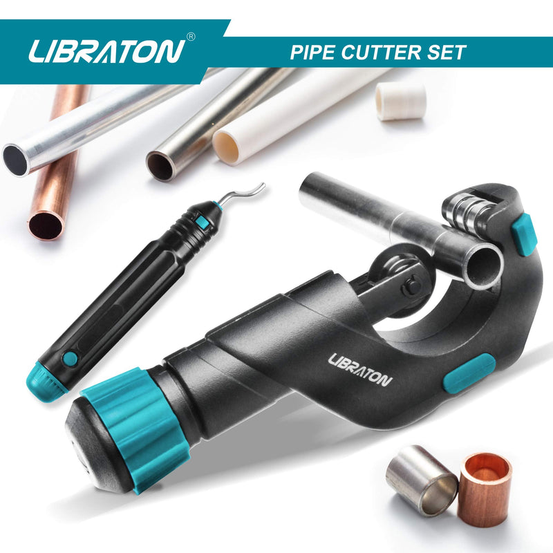 Libraton Pipe Cutter, Tubing Cutter 3/16" to 2" Outer Diameter, Copper Pipe Cutter, Tube Cutter with Deburring Tool, Copper Cutter, Pipe Cutter Tool for Copper, and Thin Stainless Steel Tube 3/16" to 2"