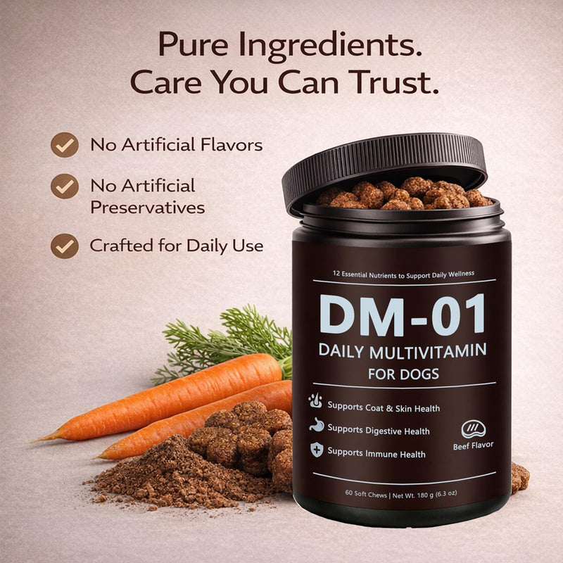 Multivitamin for Dogs, Daily Nutrient Supplement with 12 Essential Nutrients, Soft Chews with Beef Flavor, Designed for Everyday Wellness — 60 Soft Chews (1) 1