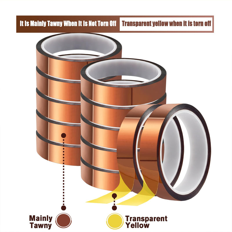 Heat Tape for Sublimation Transfer, Heat Resistant, Adhesive Transfer Tape, Thermal, No Residue, 12 Rolls 20mm x33m(108ft)