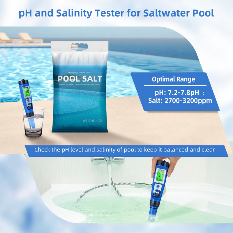 pH Salt Meter 5 in 1 pH TDS EC Salinity Tester for Pool Spa Aquarium Hydroponic Saltwater Digital pH and PPM Tester for Household Drinking Water Hot Tub Home Brewing Fish Tank… 5 IN 1 Blue Color - NewNest Australia