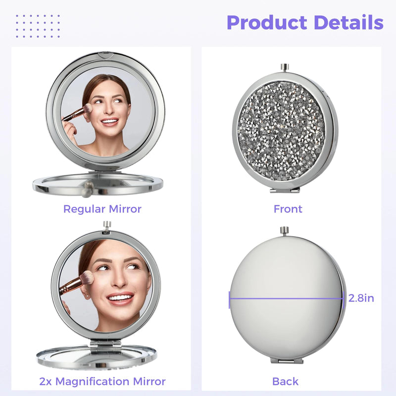 Varku 8PCS Magnifying Compact Mirrors, Pocket Travel Mirror with Magnification for Purse, Bridesmaid Mirrors Wedding Cosmetic Mirror, Mini Folding Mirror Handheld Makeup Mirror
