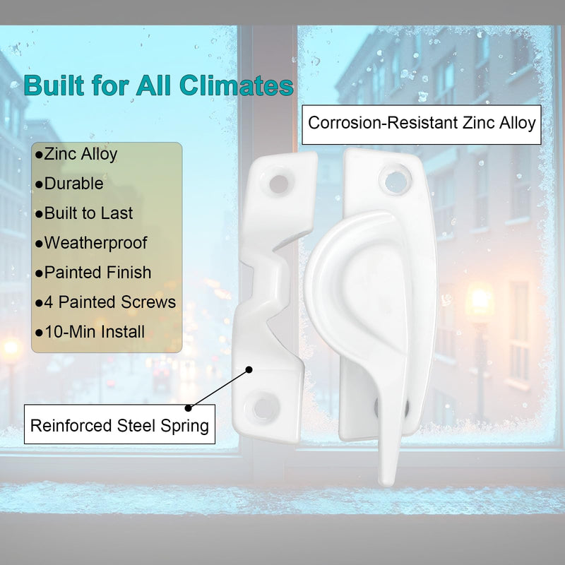 Metal Window Lock Replacement for Andersen Window Parts, Work with 200 Series Narroline Or 400 Series Tilt-Wash Double-Hung Window, White Sash Lock and Keeper