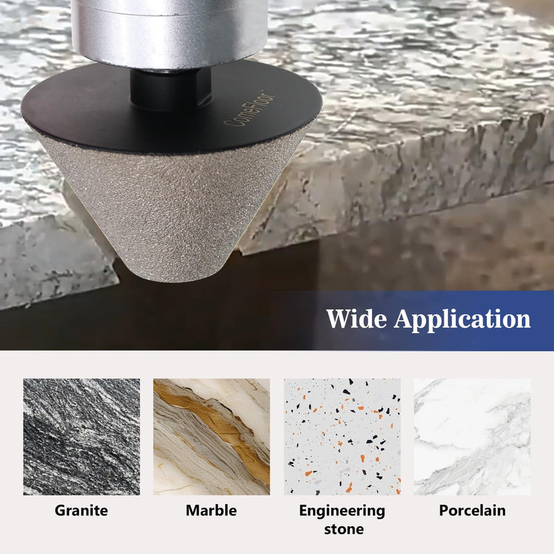 Diamond Beveling Chamfer Bits, 3-1/4” Diamond Countersink Bit with 5/8”-11 Thread for Enlarging Shaping Trimming Cleaning Existing Holes of Porcelain Granite Marble Ceramic (82mm) 3-1/4”(82mm)
