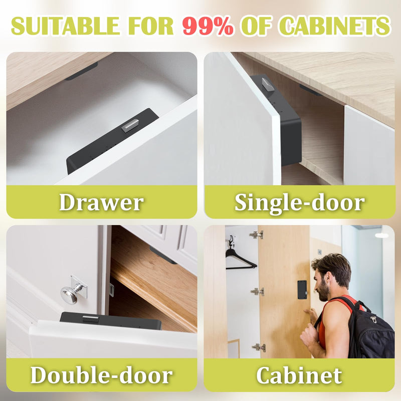 Eseesmart Smart Cabinet Lock, Hidden RFID Keyless Electronic Bluetooth Drawer Locks, Baby Proofing Child Safety Cabinet Locks for Liquor Cabinet Locker Drawer Cupboard Desk Dresser Adults Black
