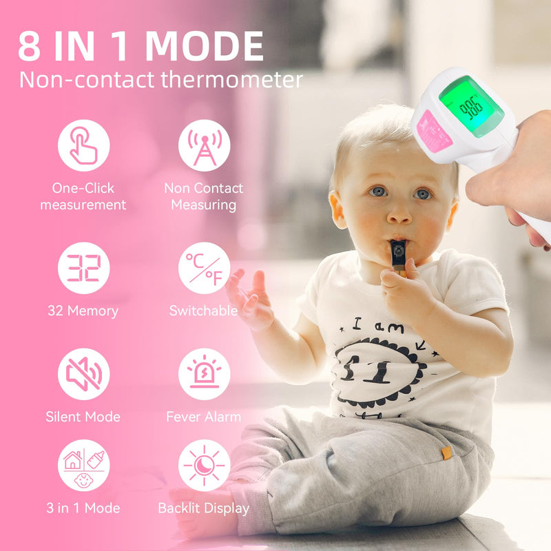 Snomd Non Contact Infrared Forehead Thermometer for Adults and Kids No-Touch Digital Thermometer 3 in 1 for Fever Thermometer Temperature Gun for Baby