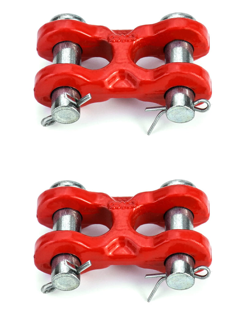 QWORK 3/8 Inches Twin Clevis Safety Chain Repair Links, 2 Pack Trailer Tie Down Links, Industrial Grade Heavy Duty Material - 6,600 LBS. Capacity 6600lbs