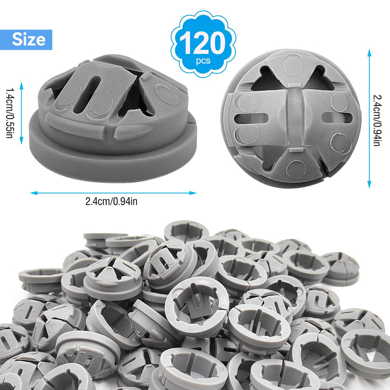 120 Pcs 3/8-1/2 Inch Electrical Box Cable Connectors, Non-Metallic Button Push in Wire Connectors, Electrical Conduit Fittings Junction Box Connector Gray, Fits for 1/2 Inch Knockouts 120