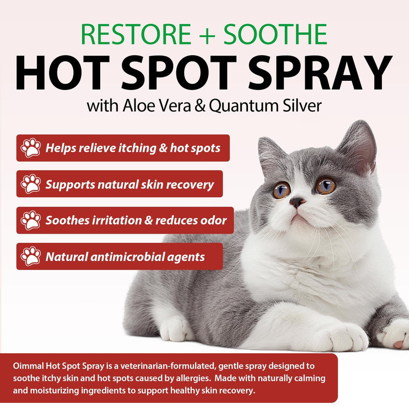 Hot Spot Spray Treatment for Cats, Upgraded Hot Spot & Itch Relief Skin Spray for Cat, Instant Irritated Dry Itchy Skin, Allergies, and Dermatitis, Scratching and Licking, Reduces Topical Inflammation hot spot spray treatment for cats