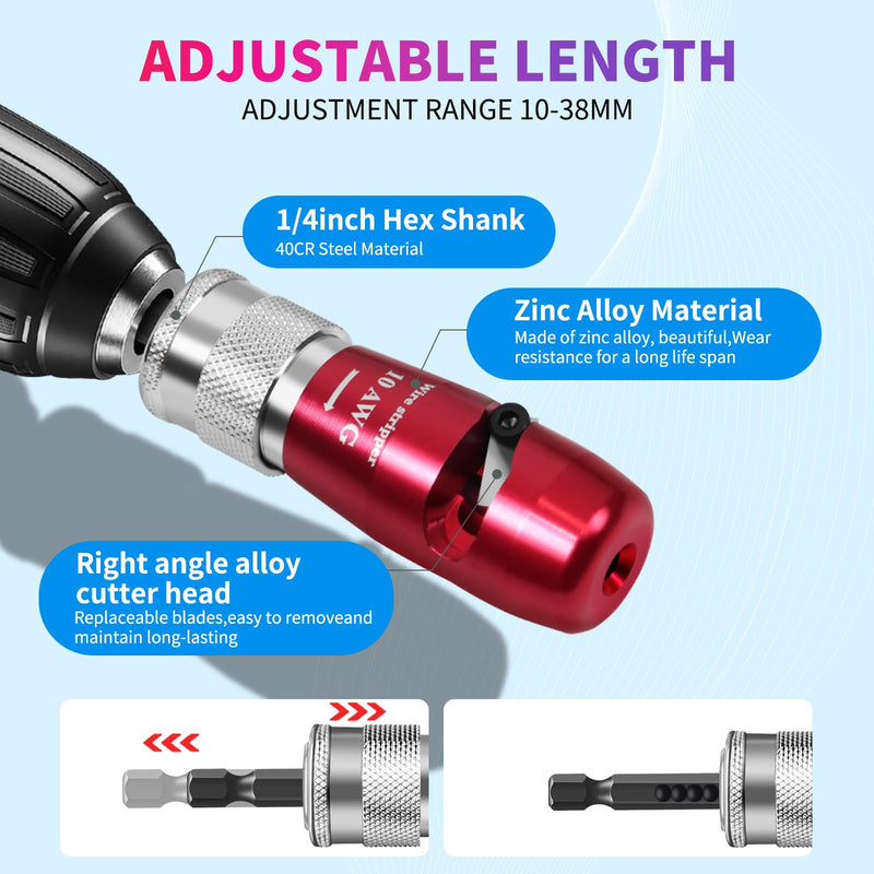 Wire Twister Tool for Drill, Wire Stripping Tool for Drill, Drill Wire Stripper and Twister Kit, Wire Stripping Tool & Wire Twisting Connector, 8 In 1 Wire Stripping and Twisting Electrician Tool Set